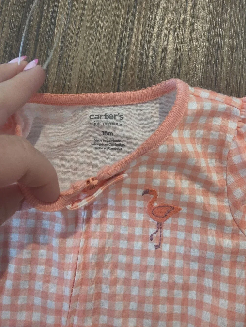 NWT Carters Flamingo Gingham Sleeper